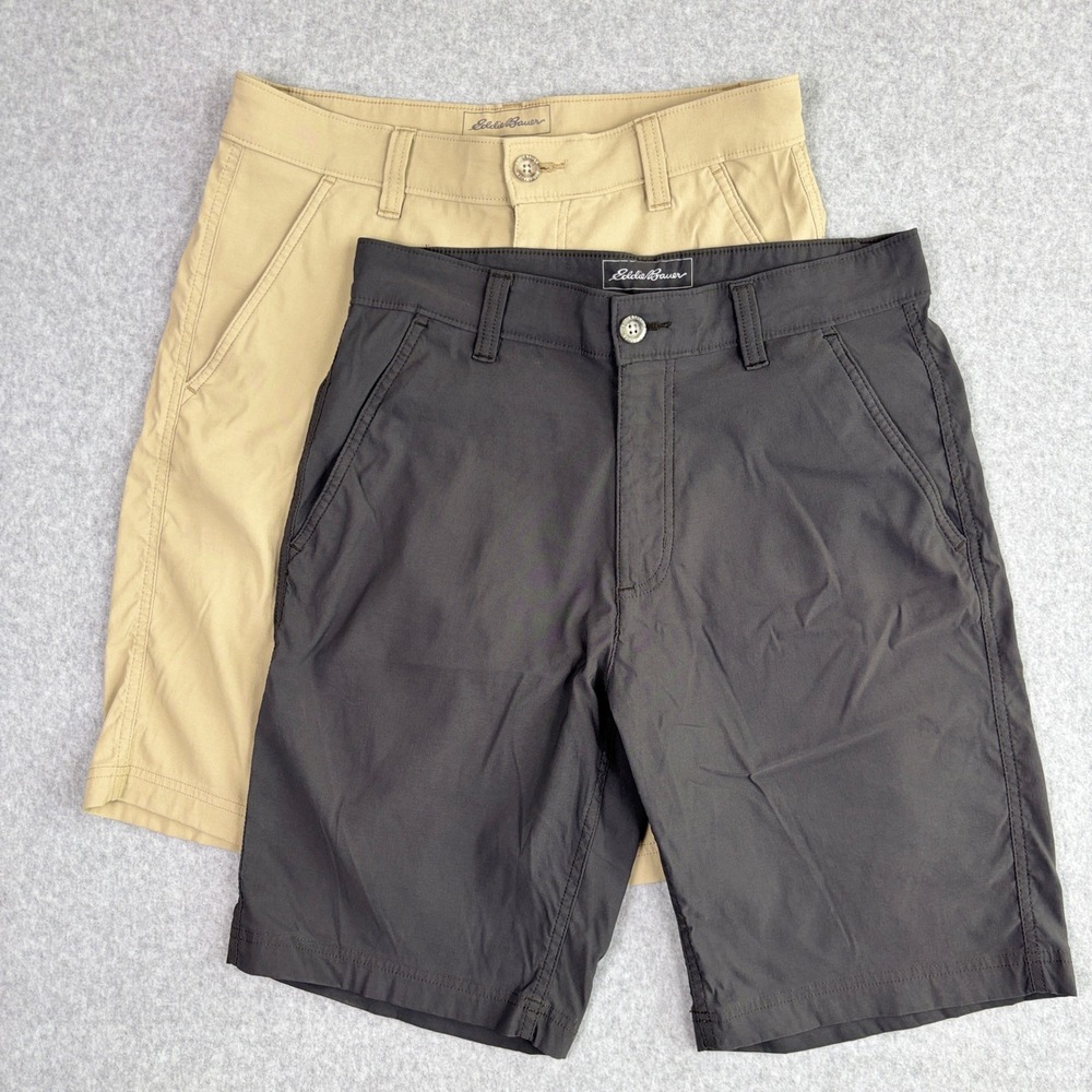 Eddie Bauer Travex Mens Shorts Lot of 2 Size 30 Khaki Gray Hiking Travel Stretch
